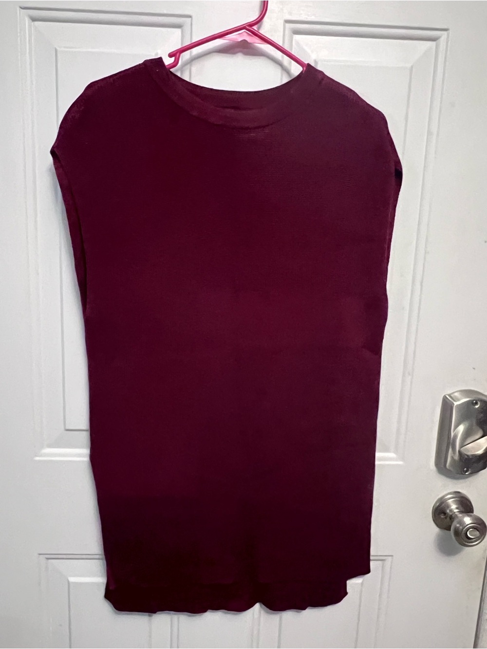 Worthington Small Burgundy Sweater Tunic High Low Hem Side Slits Cotton Rayon